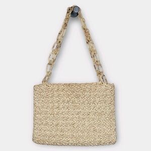 🌼 Vintage Carrie Forbes woven purse with acrylic tortoise chain strap